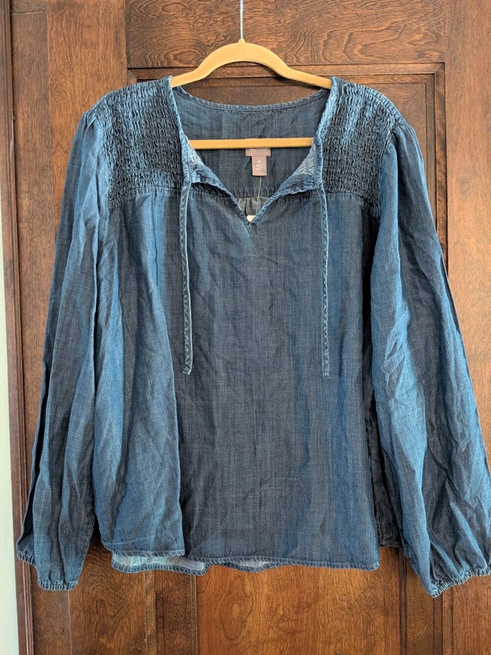 Chicos Plus Size 100% Lyocell Tencel Denim Boho Blouse NWT